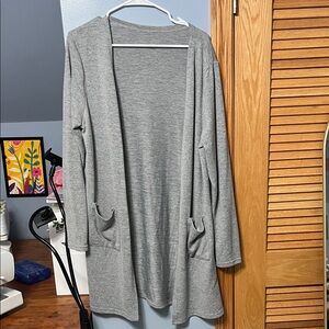 Gray Open Front Women's Sweater